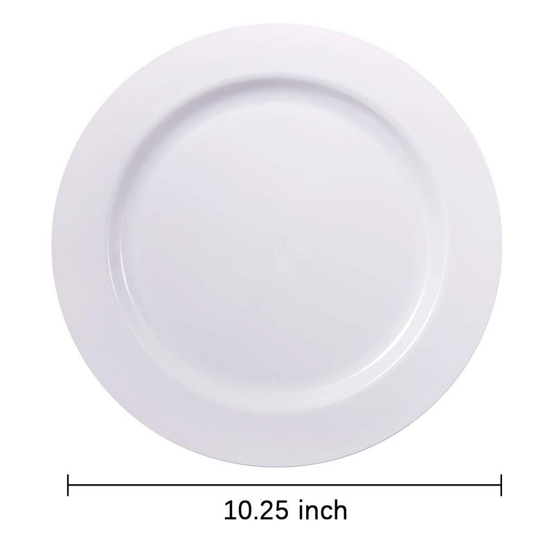 bUCLA 100PCS White Plastic Plates-10.25inch Disposable Dinner Plates-Premium Party&Wedding Plates - Image 2