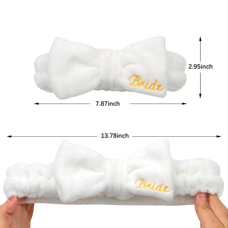 Semato Hairband, 8 Pcs Bachelorette Party Favors Set - 1 Pack Bride White Bow Headband and 7 Pcs Bridesmaid Pink Bow Headband Skincare Headbands for Women, Wide Usage, Size Fits Most, RISK FREE - Image 5
