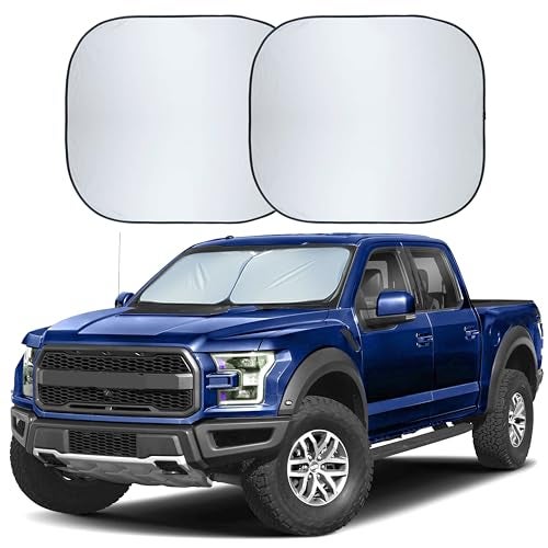 Autovir Truck Windshield Sun Shade Foldable Front Windshield Sunshade for Pickup Truck Heat UV Protection Premium Reflective DualLayer Design Large 325 x 36 - Image 1