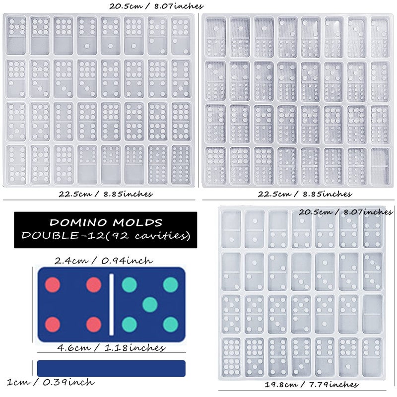 CNYMANY 4 Packs Domino Molds and Dominoes Box Molds, CNYMANY 92 Cavities Double 12 Silicone Epoxy Resin Casting Jumbo Mold Clay Mold Storage Box Mold for DIY Pendant Jewelry Crafts Making Tool - Image 2