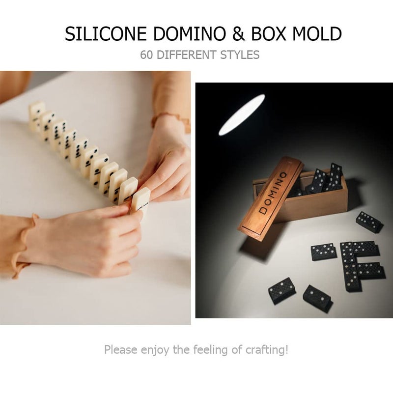 CNYMANY 4 Packs Domino Molds and Dominoes Box Molds, CNYMANY 92 Cavities Double 12 Silicone Epoxy Resin Casting Jumbo Mold Clay Mold Storage Box Mold for DIY Pendant Jewelry Crafts Making Tool - Image 5