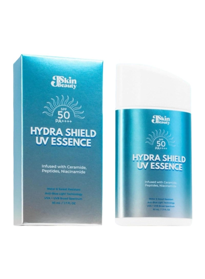 JSkin Beauty Hydra Shield UV Essence Sunscreen SPF50 PA++++ 50ml – Lightweight Hydrating Sun Protection - Image 1
