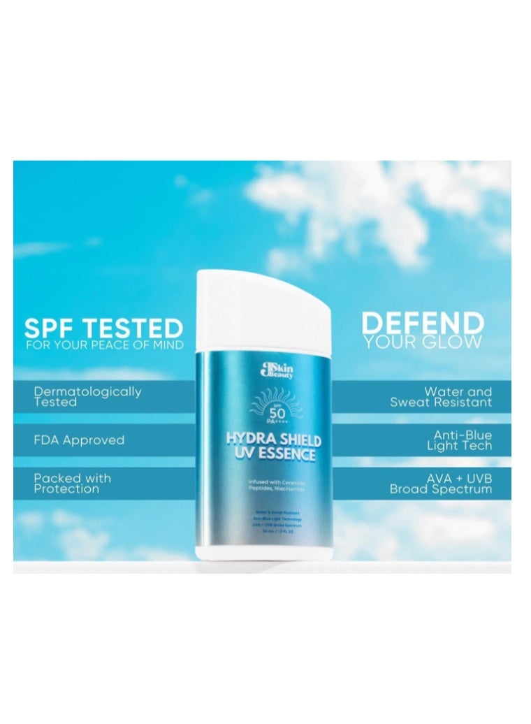 JSkin Beauty Hydra Shield UV Essence Sunscreen SPF50 PA++++ 50ml – Lightweight Hydrating Sun Protection - Image 2