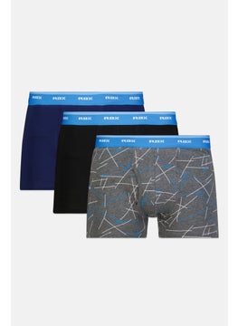 RBX Men 3 Pieces Brand Logo Boxer, Grey/Navy  - Image 1