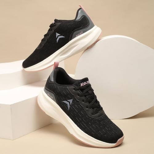 AVANT Women's Aura Running & Training Shoes - Superior Cushioning, Enhanced Grip TPR Outsole, Superior Traction, Anti Skid, Lightweight, Shock Absorption Tech, Sports Footwear (AVWSH035CL01UK7_Black) - Image 2