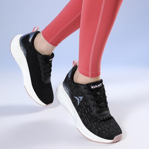 AVANT Women's Aura Running & Training Shoes - Superior Cushioning, Enhanced Grip TPR Outsole, Superior Traction, Anti Skid, Lightweight, Shock Absorption Tech, Sports Footwear (AVWSH035CL01UK7_Black) - Image 3