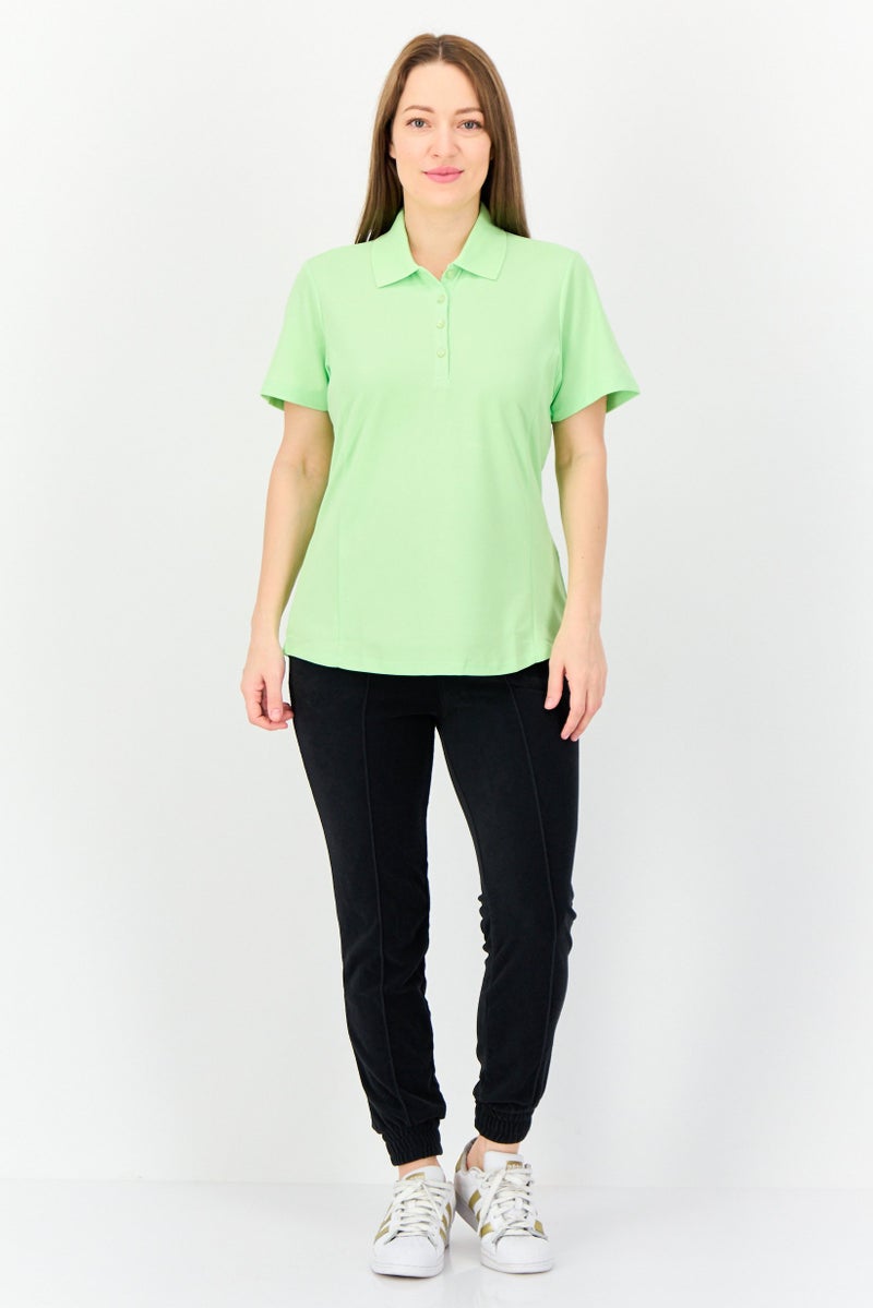 Greg Norman Women Sportswear Fit Solid Short Sleeve Training Polo Shirt, Mint Green  - Image 2