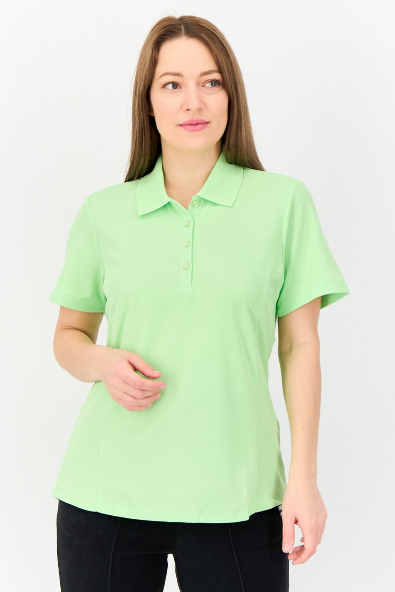 Greg Norman Women Sportswear Fit Solid Short Sleeve Training Polo Shirt, Mint Green  - Image 1
