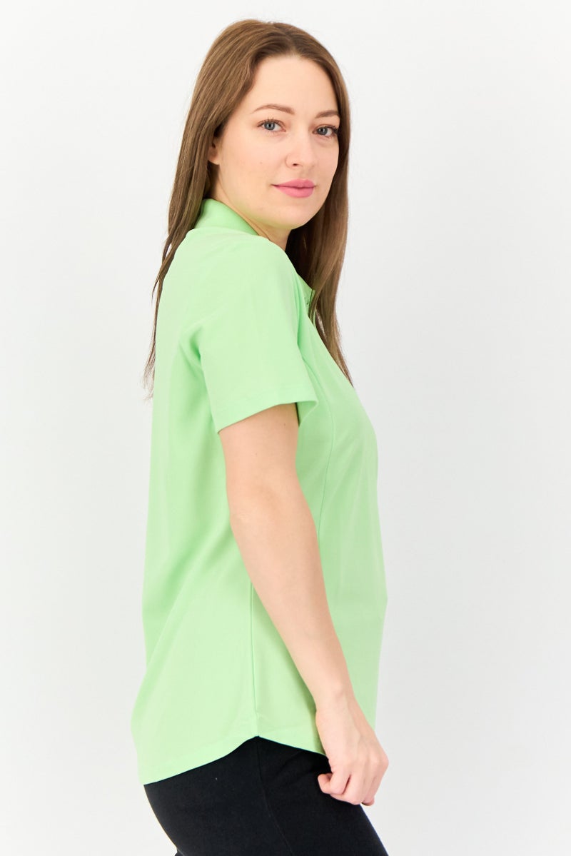 Greg Norman Women Sportswear Fit Solid Short Sleeve Training Polo Shirt, Mint Green  - Image 3