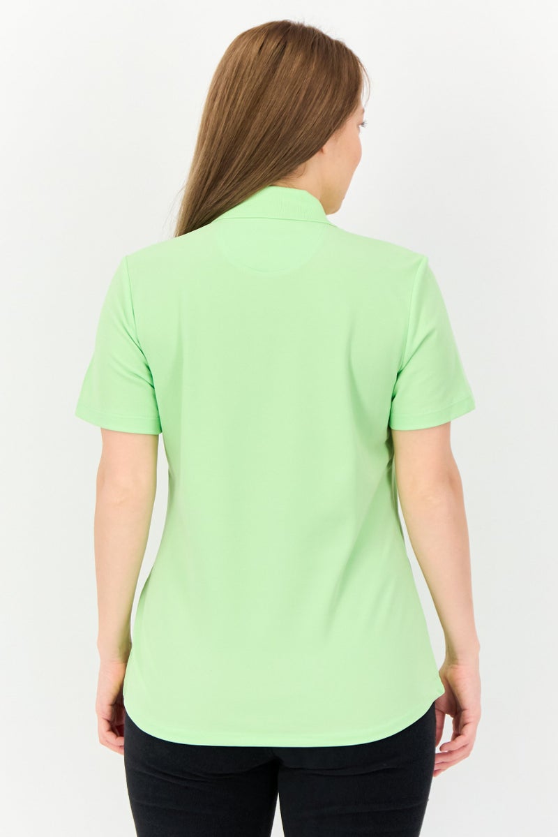 Greg Norman Women Sportswear Fit Solid Short Sleeve Training Polo Shirt, Mint Green  - Image 4