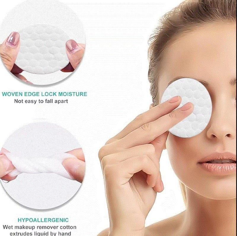 100% Pure Cotton Rounds for Face,100 Count Makeup Remover Pads Pearl Cotton Sheet,Hypoallergenic, Lint-Free,For Sensitive Skin Beauty and Personal Care,Pack of 100 Cotton Pads - Image 3