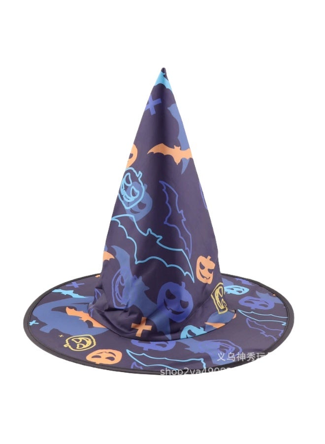 Halloween Ball Party Hats: Witch Hat, Wizard Hat, Veil Hat, Printed Pumpkin Hat, Black Pointed Hat - Image 1