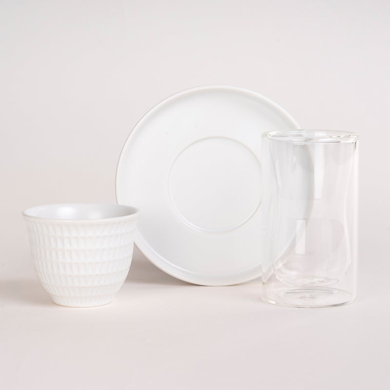 Dallaty white porcelain and glass Tea and coffee cups set 18 pcs - Image 2