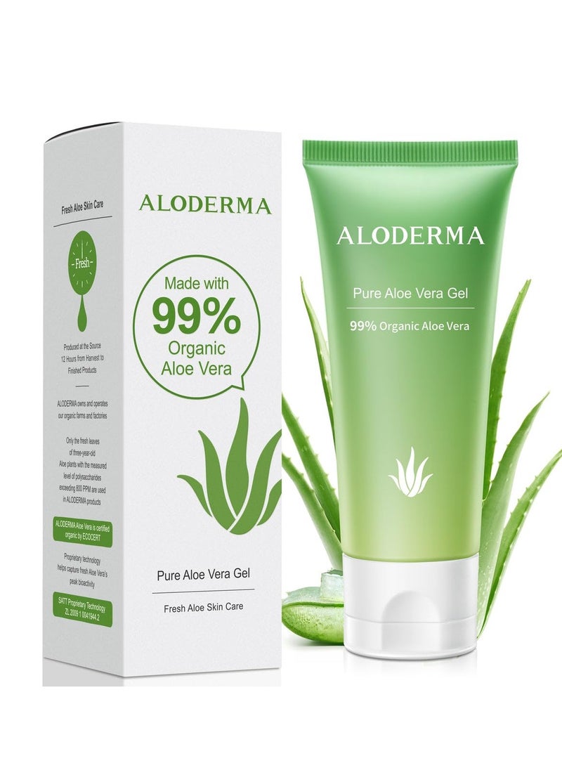 Aloderma Aloderma 99% Organic Aloe Vera Gel Made within 12 Hours of Harvest, Refreshing Travel Size Aloe Vera Gel for Face & Body, Cooling, Soothing Instant Relief for Skin & Sunburn, Hydrating Aloe Gel, 1.5oz  - Image 1