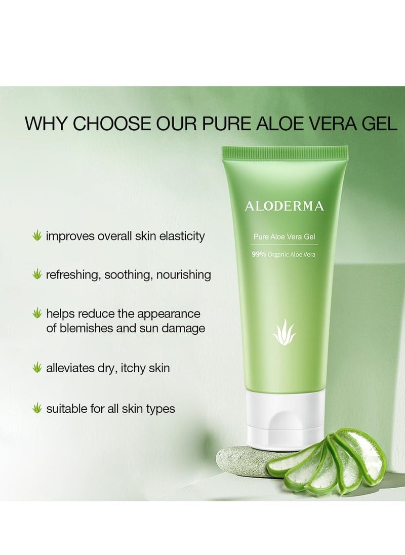 Aloderma Aloderma 99% Organic Aloe Vera Gel Made within 12 Hours of Harvest, Refreshing Travel Size Aloe Vera Gel for Face & Body, Cooling, Soothing Instant Relief for Skin & Sunburn, Hydrating Aloe Gel, 1.5oz  - Image 2