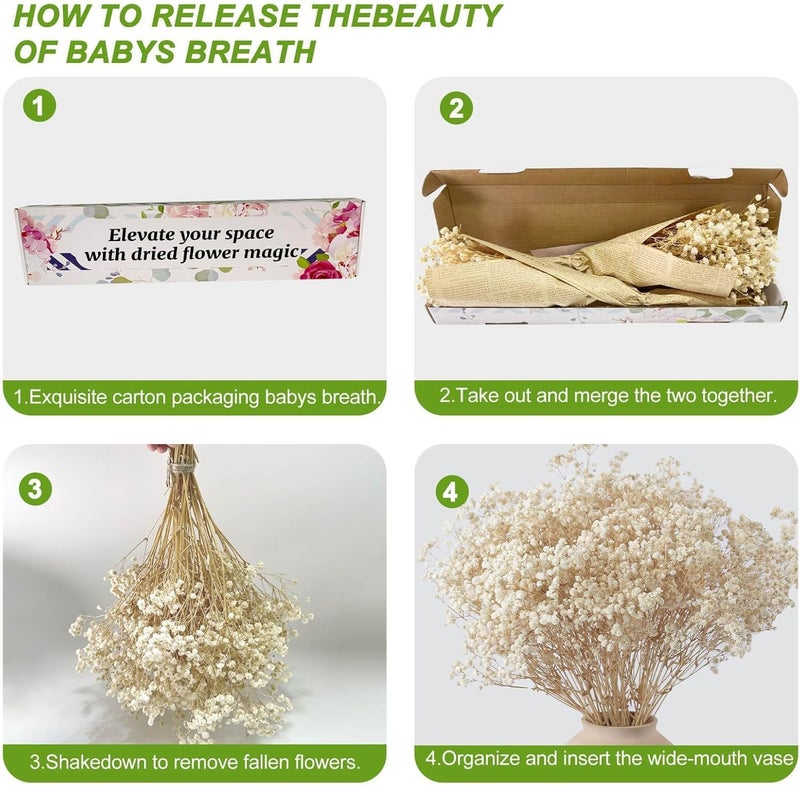 ROYAL SAPPHIRE Dried Baby's Breath Flowers, Natural Pink, Dried Floral Arrangement for Home Decor, Weddings, Events (Natural) - Image 2