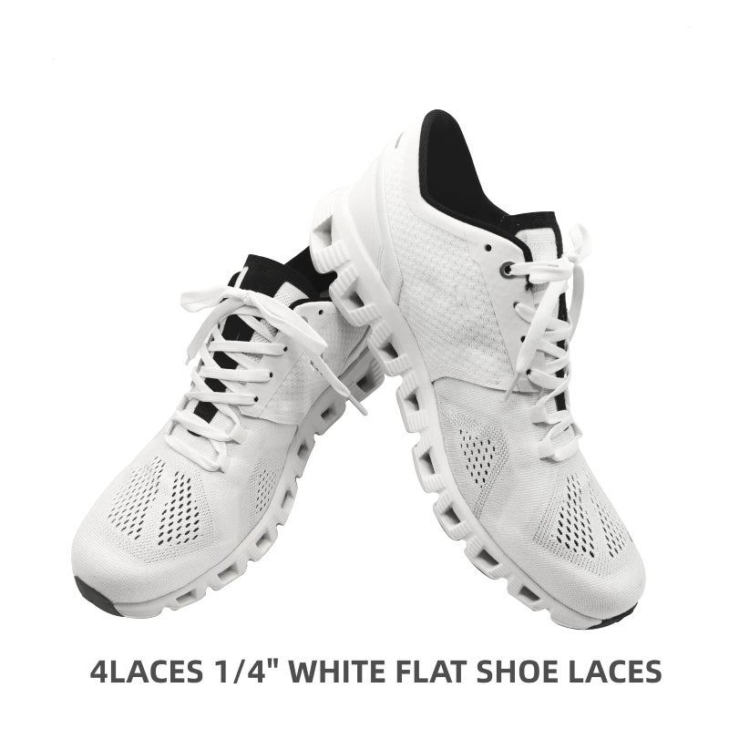 NDTEZUGT 2 Pairs 1/4"(6mm) Flat Thin Shoe Laces, Original Athletic Shoelaces Shoe Strings Replacement Laces for On Cloud Sneakers (White, 54''/140cm) - Image 2