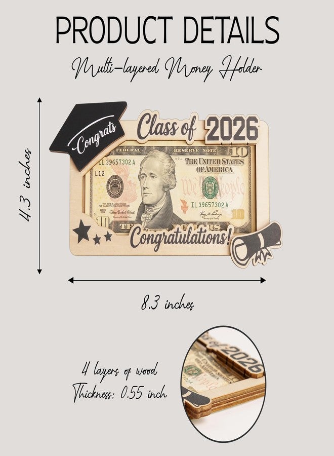 KATINAT 1Pc Wooden Graduation Gifts 2026 Money Holder, Wooden Cash Gift Holder for Class of 2026, Graduation Money Card Envelope Box for High School, College, University Senior Graduates - Image 3