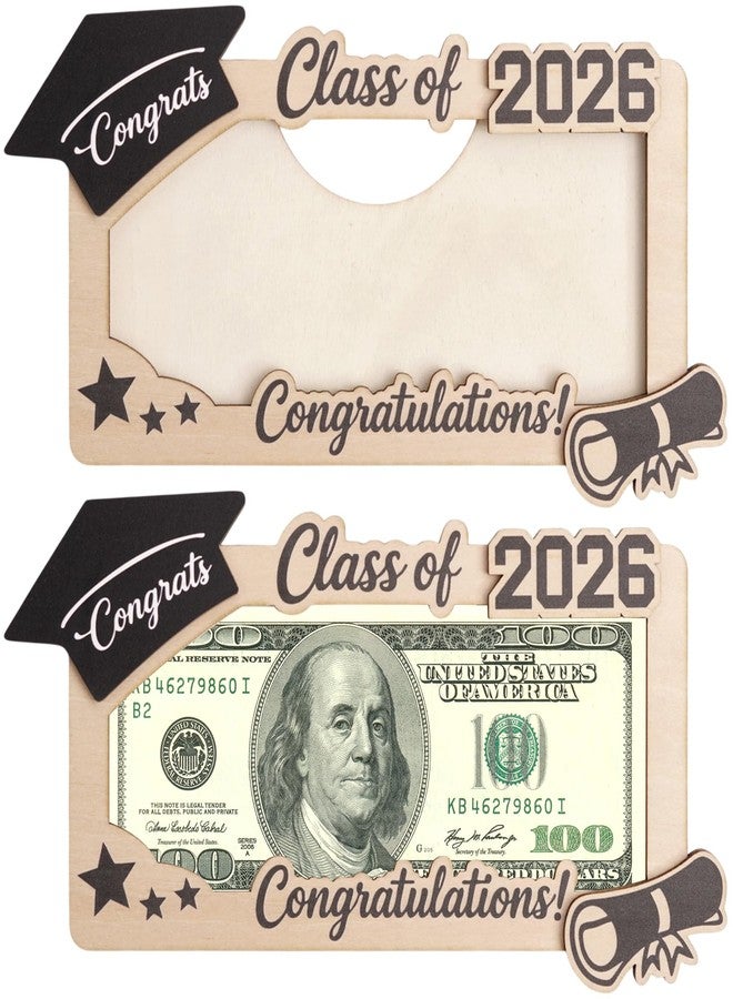 KATINAT 1Pc Wooden Graduation Gifts 2026 Money Holder, Wooden Cash Gift Holder for Class of 2026, Graduation Money Card Envelope Box for High School, College, University Senior Graduates - Image 1