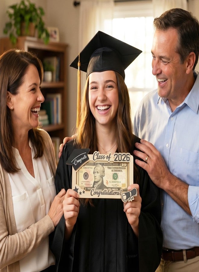 KATINAT 1Pc Wooden Graduation Gifts 2026 Money Holder, Wooden Cash Gift Holder for Class of 2026, Graduation Money Card Envelope Box for High School, College, University Senior Graduates - Image 5
