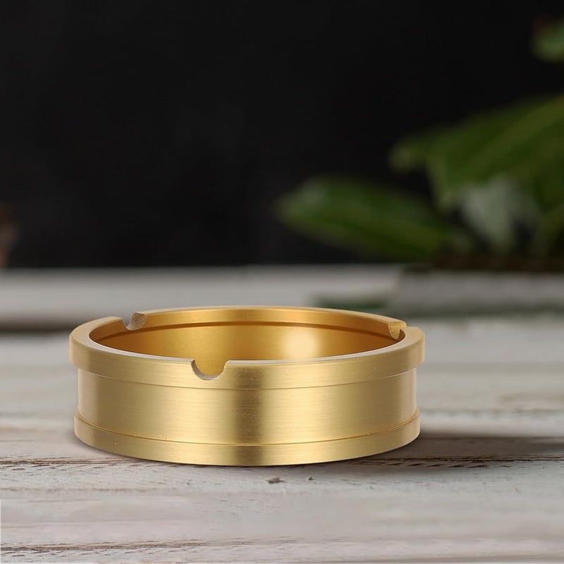 منفضة سجائر نحاسية بلمسة نهائية من الذهب المشذب، حامل رماد داخلي، صينية زخرفية صغيرة - Image 5