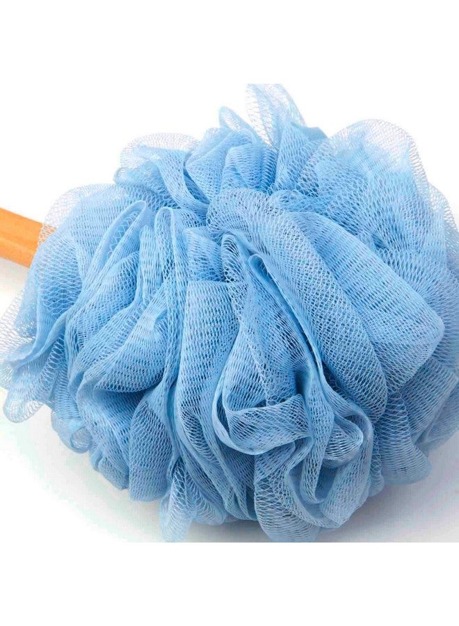Arswin Loofah Back Scrubber For Shower, Wooden Long Handle Bath Sponge Lufa Shower Brush, Soft Nylon Mesh Back Cleaner Washer, Women & Men Exfoliating Luffa Pouf On A Stick For Body (Blue) - Image 4