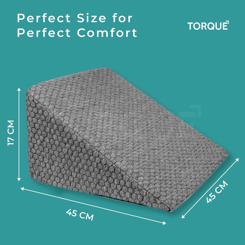 Torque Wedge Cushion Dark Grey Pack 1 | Memory Foam Wedge Pillows for Bed Sleeping | Triangle Orthopedic Wedge Pillow with Elevated Incline for Neck Pain Leg Elevator - Image 5