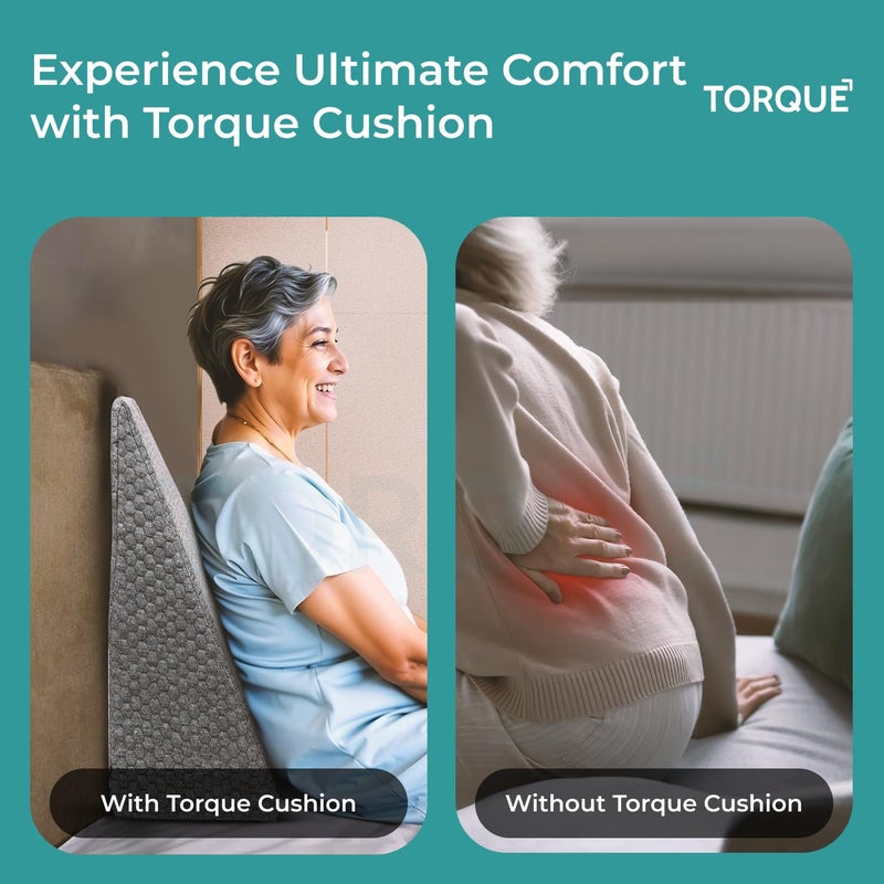 Torque Wedge Cushion Dark Grey Pack 1 | Memory Foam Wedge Pillows for Bed Sleeping | Triangle Orthopedic Wedge Pillow with Elevated Incline for Neck Pain Leg Elevator - Image 3