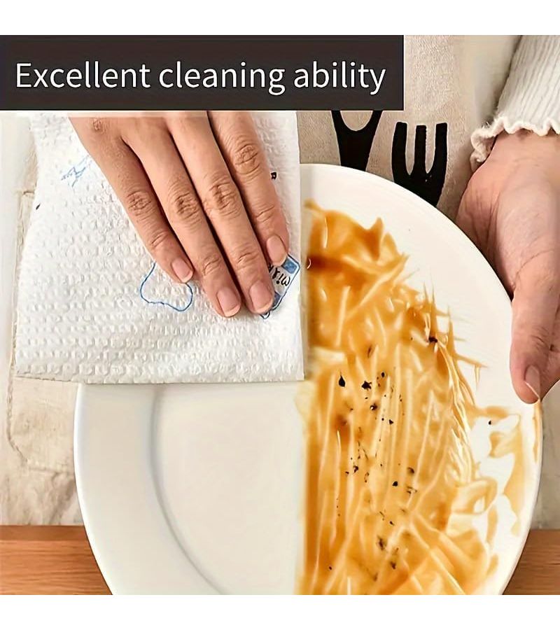 30pcs Strong Absorbent Kitchen Cleaning Paper Random Stamping For Wet And Dry Use Oil Stain Removal - Image 2