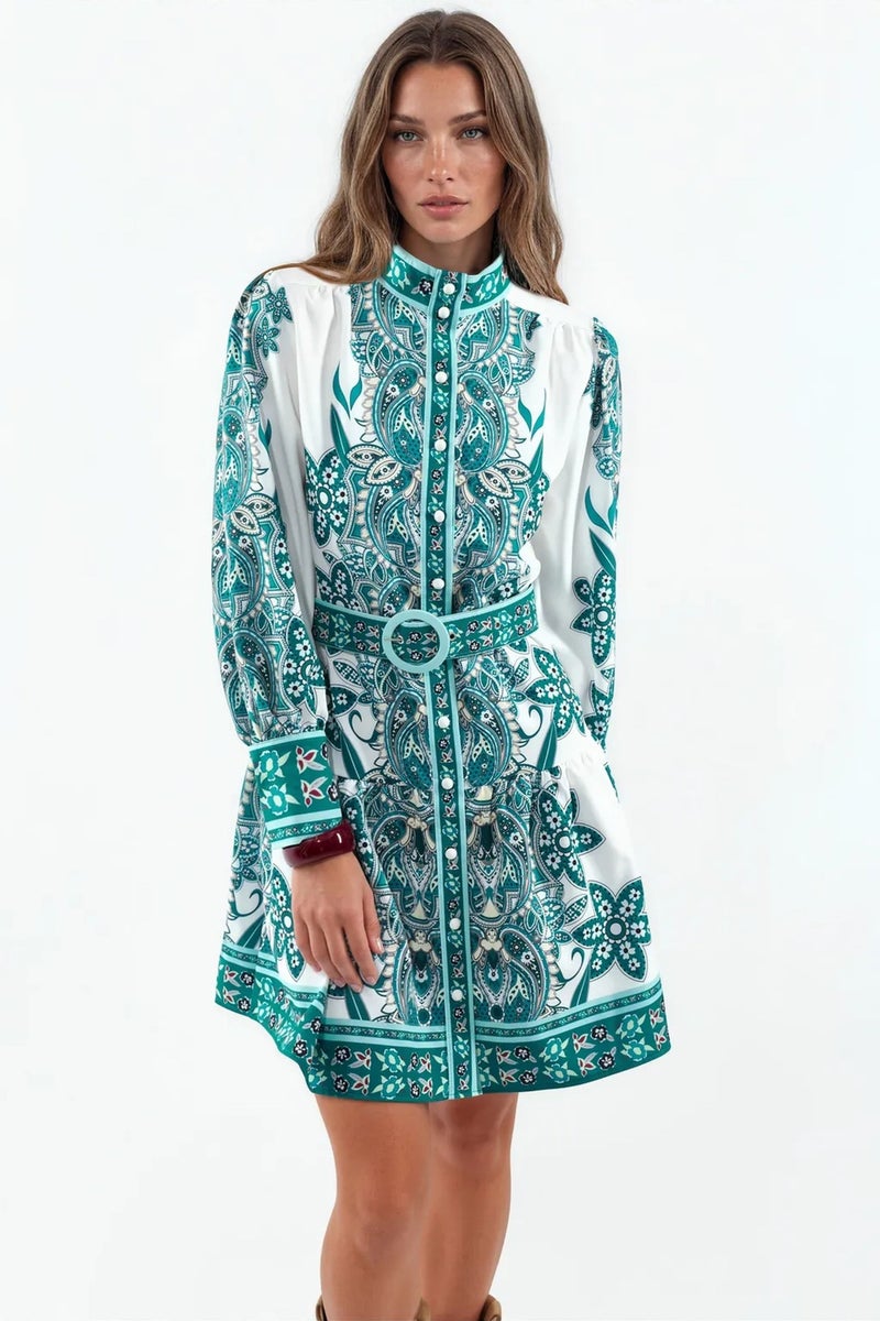Jennyfer Printed Belted Mini Dress - Image 1