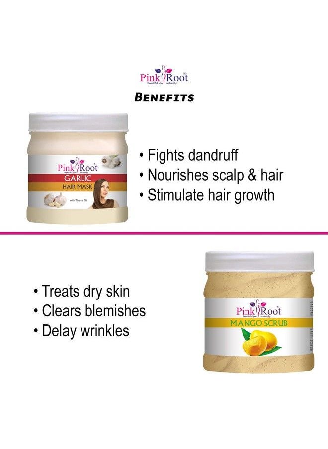 Pink Root - Garlic Hair Mask 500Ml With Mango Scrub 500Ml - Image 1