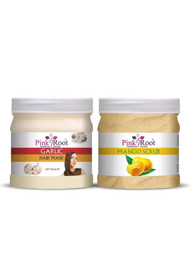 Pink Root - Garlic Hair Mask 500Ml With Mango Scrub 500Ml - Image 1