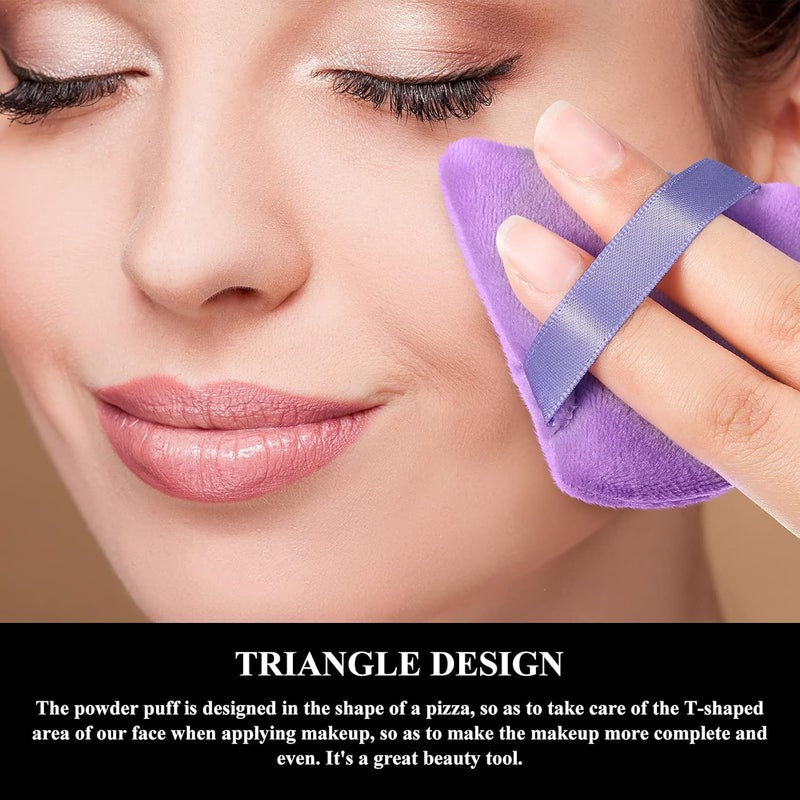 Maitys 12 x Triangle Face Makeup Puff for Loose Powder Foundation Sponge Cosmetic Body Soft Makeup Tool Wet Dry Mineral Powder (Black, Purple) - Image 4
