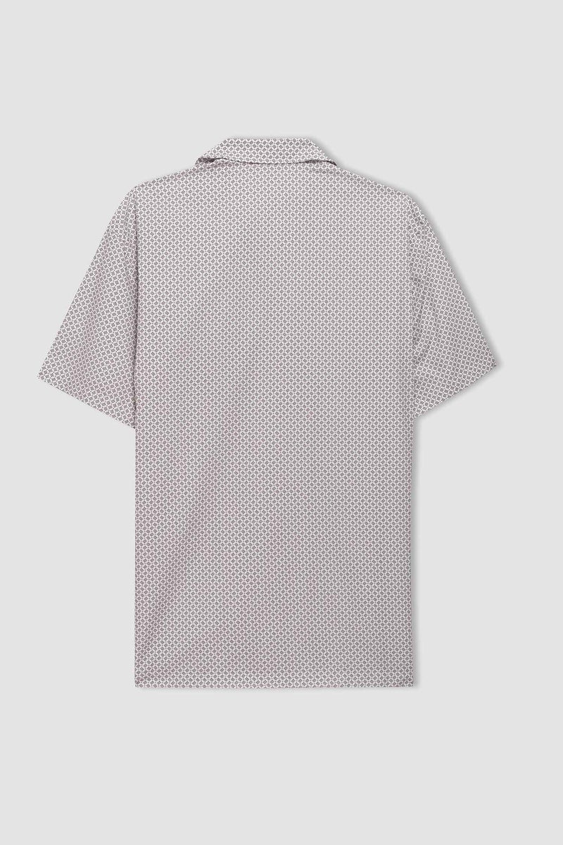Man Regular Fit Resort Collar Printed Short Sleeve Shirt