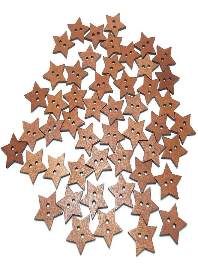 VASANA 50PCS Five-Pointed Star Wooden Button Natural Vintage 20mm Hand-Sewn Button with 2 Holes for Sewing Clothing Accessories DIY Crafting Projects Decorations - Image 3