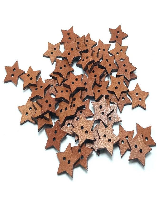 VASANA 50PCS Five-Pointed Star Wooden Button Natural Vintage 20mm Hand-Sewn Button with 2 Holes for Sewing Clothing Accessories DIY Crafting Projects Decorations - Image 2