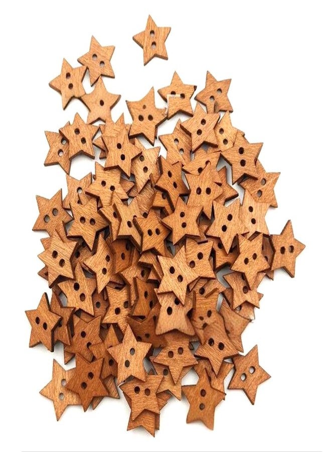 VASANA 50PCS Five-Pointed Star Wooden Button Natural Vintage 20mm Hand-Sewn Button with 2 Holes for Sewing Clothing Accessories DIY Crafting Projects Decorations - Image 4
