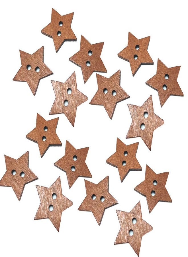 VASANA 50PCS Five-Pointed Star Wooden Button Natural Vintage 20mm Hand-Sewn Button with 2 Holes for Sewing Clothing Accessories DIY Crafting Projects Decorations - Image 5