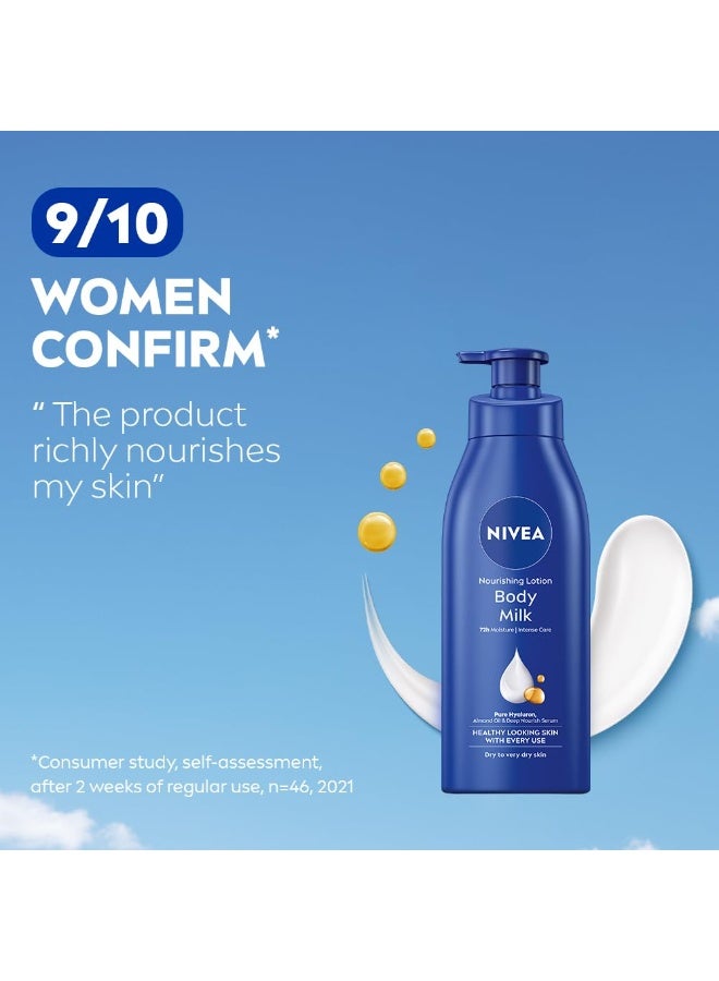 NIVEA Nourishing Body Milk 400ml Body Lotion with Hyaluronic Acid | 72Hr Hydration | Deep Moisture Care for Very Dry Skin | Enriched with Almond Oil | Smooth, Radiant & Healthy Looking Skin Care - Image 5