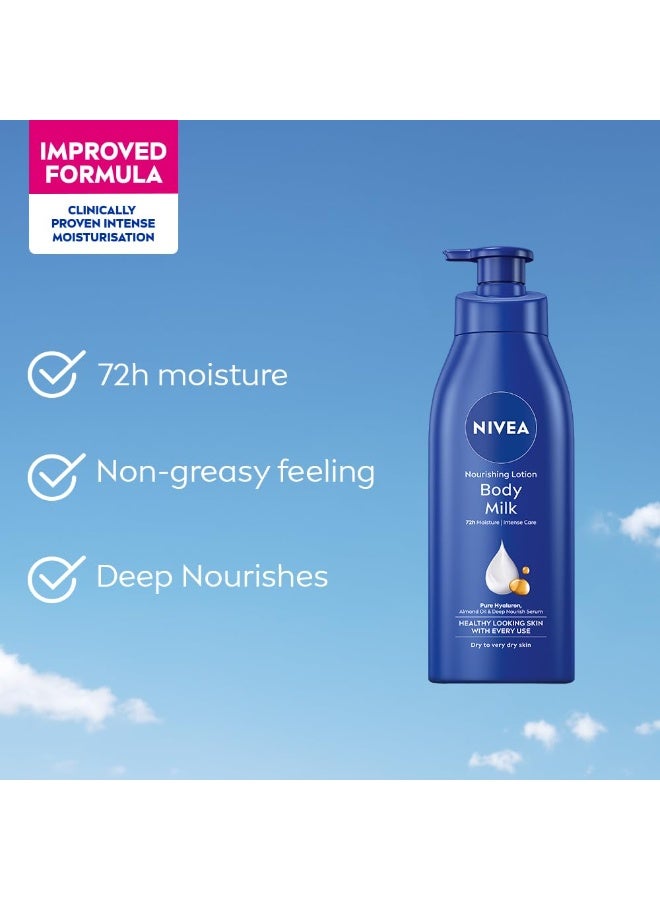 NIVEA Nourishing Body Milk 400ml Body Lotion with Hyaluronic Acid | 72Hr Hydration | Deep Moisture Care for Very Dry Skin | Enriched with Almond Oil | Smooth, Radiant & Healthy Looking Skin Care - Image 2