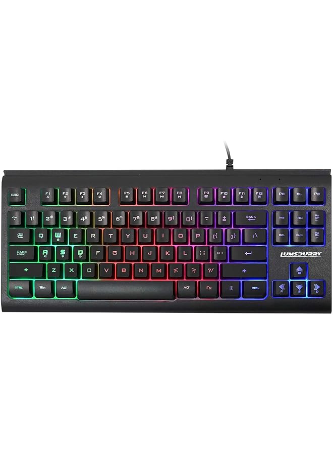 Rainbow Led Backlit 87 Keys Gaming Keyboard Compact Keyboard With 12 Multimedia Shortcut Keys Usb Wired For Pc Gamers Office - Image 1