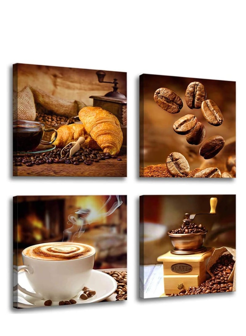 Decorior Modern art panel, 4 pieces, 60X60CM, 30mm thick, high-quality digital printing - UV layer to protect colors - decoration for rooms, offices, and gifts - easy to install - no nails required, self-adhesive - Image 1