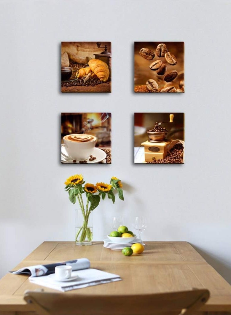 Decorior Modern art panel, 4 pieces, 60X60CM, 30mm thick, high-quality digital printing - UV layer to protect colors - decoration for rooms, offices, and gifts - easy to install - no nails required, self-adhesive - Image 2