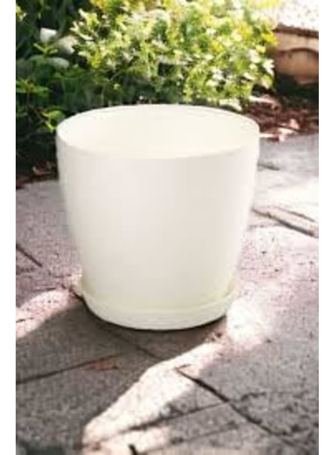 Decorative Plastic Plant Pot for Indoor Plants, Flowers, Cactus, Succulents, Houseplants, 1 Pack, Off White Meridian, 30cm - Image 1