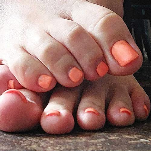Outyua Orange Square Fake Toenails Solid Matte Press on Toe Nails Short Acrylic False Toes Nails Artificial Beach Full Cover Toenail for Women 24 Pcs (Orange) - Image 4
