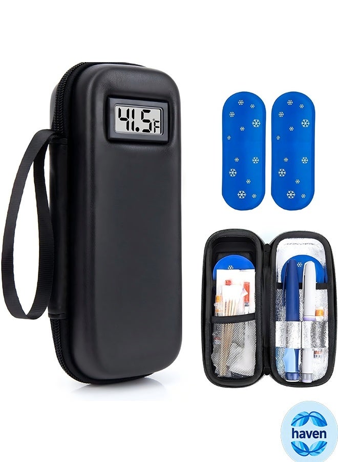 HAVEN Insulin Cooler Travel Case with Temperature Display, Small Fridge Cooler Medicine Cooler Travel Case with 2 Ice Pack for Trip and Daily - Image 1