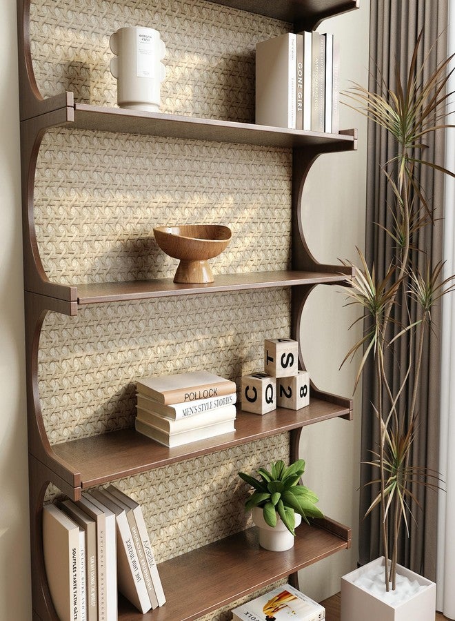 FunStick Tan Brown Rattan Wallpaper Peel and Stick Cane Webbing Wicker Weave Beige Rattan Contact Paper for Furniture Cabinets Waterproof Boho Faux Textured Wall Paper Self Adhesive Burlap Fabric Roll - Image 4