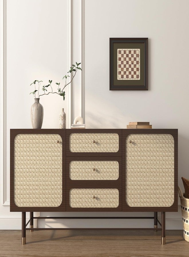 FunStick Tan Brown Rattan Wallpaper Peel and Stick Cane Webbing Wicker Weave Beige Rattan Contact Paper for Furniture Cabinets Waterproof Boho Faux Textured Wall Paper Self Adhesive Burlap Fabric Roll - Image 2