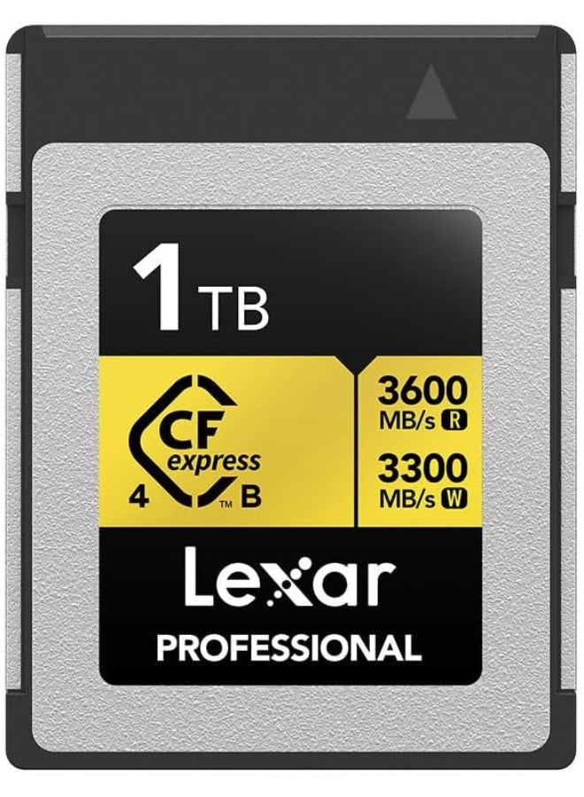 Lexar Professional 1TB Gold CFexpress 4.0 Type B Memory Card Up To 3600MB/s Read And 3300MB/s Write Speed (LCXEXP4001T-RNENG) 1 TB - Image 1