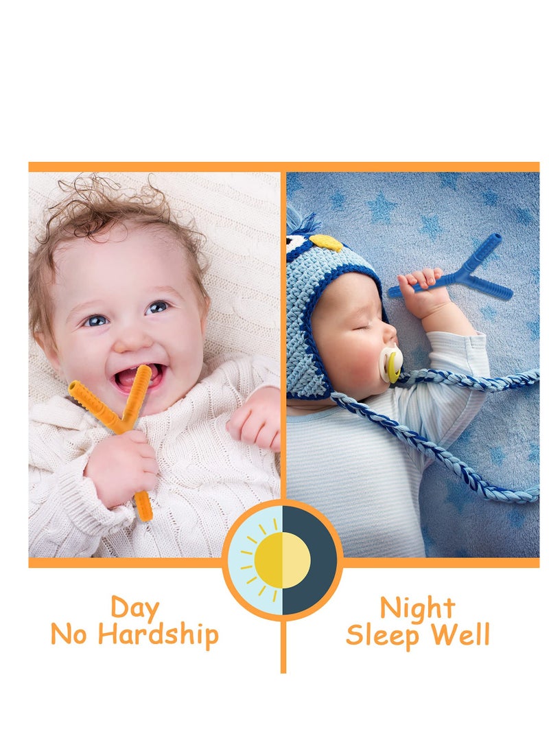 SOLARAE 5 Pieces Hollow Teether Tube Teething Toys Y Shape Toddler teether Silicone Molar Teether Soft Baby Teething Straw with 3 Pieces Cleaning Brushes for 6-12 Months Baby Chewing Teeth Grinding - Image 3